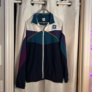 vintage-style Adidas color block windbreaker